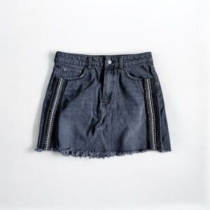 Free People Dark Wash Gray Denim Mini Skirt Size 6